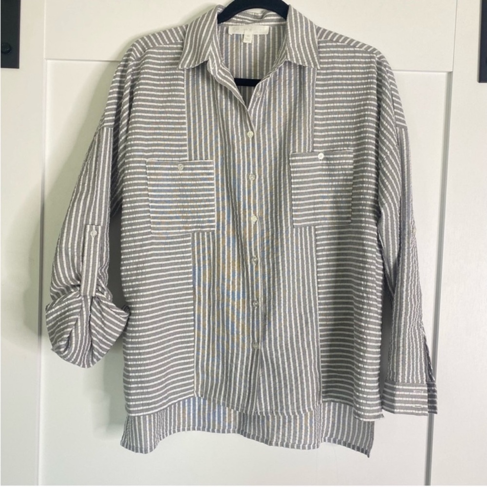 Adyson Parker gray white striped button up shirt - Picture 9 of 14